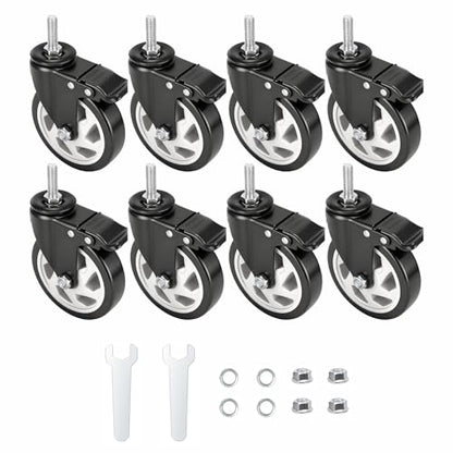 Caster Wheels with Threaded Stem,Locking Casters Set of 4 - size: 5"8pack