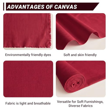 Red Poly Cotton Canvas Fabric, 10 Yards, 59 Inch Wide - color: Red, Not Water‑resistant, size: 10 Yards