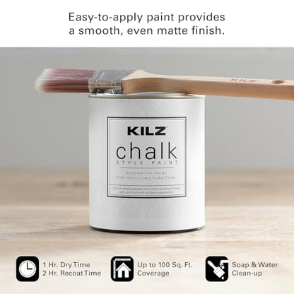 KILZ Chalk Style Paint, Interior, Ultra Flat, Blue Juniper, 1 Quart - color: Blue Juniper