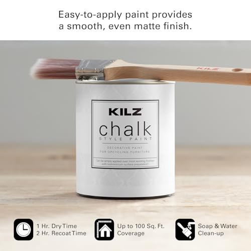 KILZ Chalk Style Paint, Interior, Ultra Flat, Platinum Ring, 1 Quart - color: Platinum Ring