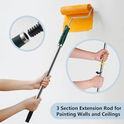 Mister Rui 9 Inch Paint Roller Kit with Microfiber Covers & Extension Pole - size: 11 Pack 9 Inch Paint Roller Kit & Extension Pole