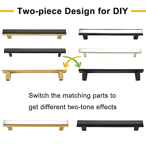 Nickel and Gold Cabinet Pulls Drawer Handles 5 Inch 10 Pack 2281 - color: Brushed Nickel & Gold, size: 5 In Hole Distance, style: 10 Pack
