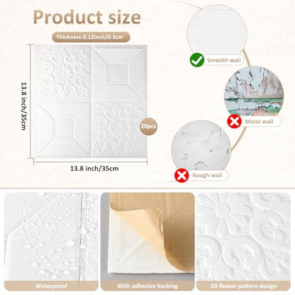 Nuanchu 20 Pcs 13.8 x 13.8 Inch Ceiling Tiles Peel and Stick, Mixed Style - color: Mixed Style, size: 13.8 x 13.8 Inch