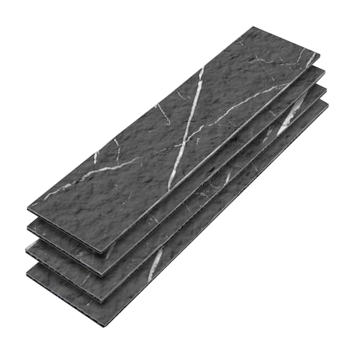 40-Sheet Flexible Stone Peel and Stick Backsplash Tile, 3" x 11.8" Black Marquina MCM Modified Clay Material Wall Covering, Subway Texture Self-Adhesive Wall Tiles for Kitchen Bathroom Fireplace - color: Black Marquina