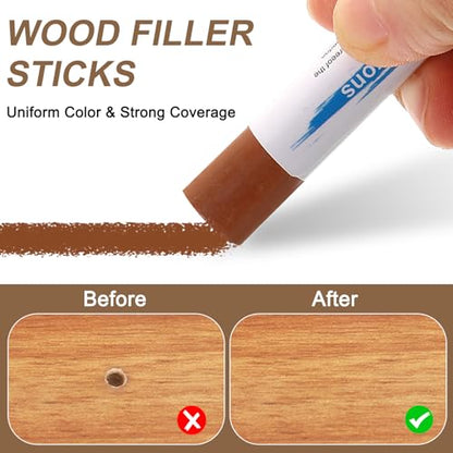 uxcell 20Pcs Wood Filler Sticks 20 Colors Mixed & Red Oak Series - color: Mixed Red Oak Series