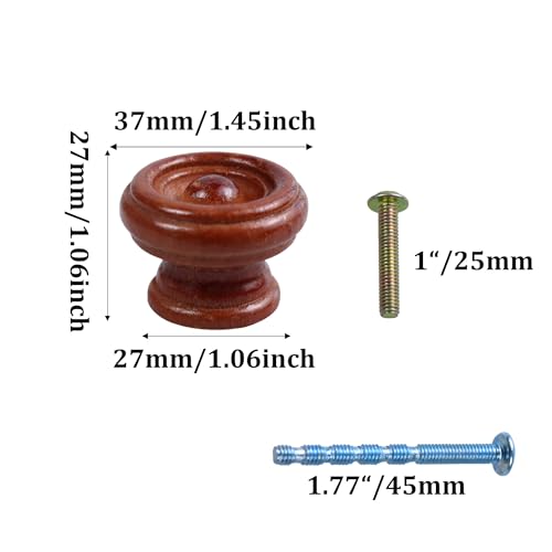 12Pcs 1.5" Round Wooden Drawer Knobs, Finished Mushroom Shape Cabinet Pulls Handles, Natural Wood Dresser Knobs for Kitchen Cupboard Furniture Wardrobe, Light Brown - color: Light Brown