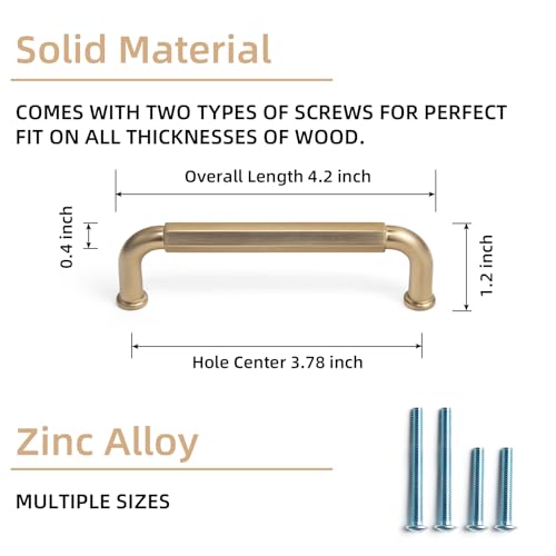 Goo-Ki 6 Pack 3-3/4 Inch （96mm） Hole Center Cabinet Pulls Champagne Bronze Zinc Alloy Kitchen Drawer Pulls Drawer Handles 4.2 Inch Length 2201-UBR-96 - color: Champagne Bronze, size: 3-3/4 inch Hole Centers