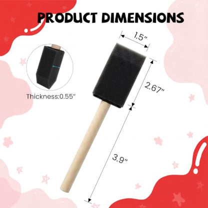 Mister Rui 12 Pack 1.5 Inch Foam Paint Brushes for Crafts and Staining - color: 1.5 Inch Foam Brush Set | Pack of 12