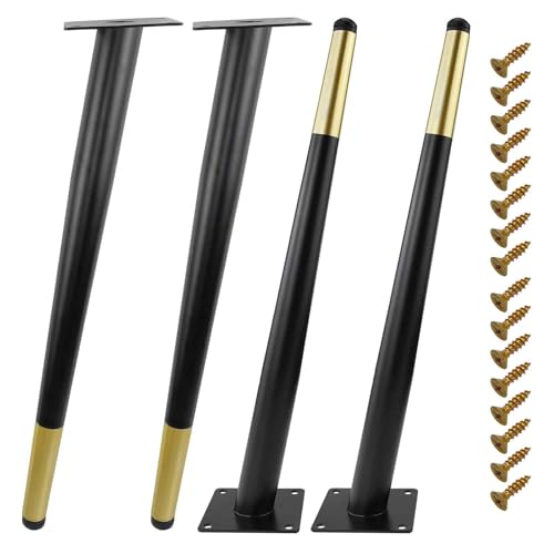16 Inch Black & Gold Metal Furniture Legs for Chairs Sofas & Cabinets