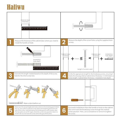 Haliwu Gold Cabinet Knobs 6 Pack, Brushed Brass Drawer Knobs, Square 2 Tone Hardware for Kitchen Cupboard - color: Matte Gold, size: 51mm(2 inch)