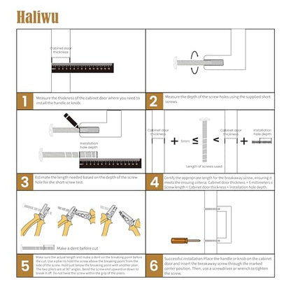 Haliwu Gold Cabinet Knobs 6 Pack, Brushed Brass Drawer Knobs, Square 2 Tone Hardware for Kitchen Cupboard - color: Matte Gold, size: 51mm(2 inch)