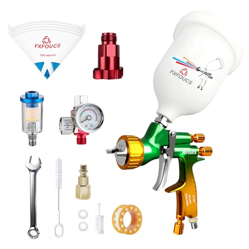 HVLP Air Spray Gun Kit 1.4mm, Professional Automotive Paint Sprayer - color: Green-golden, size: 1.4mm