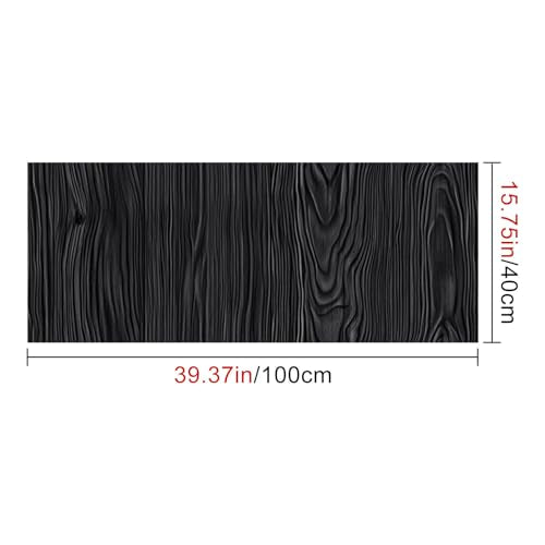HOMETITUTE Black Wood Grain Stylish Peel Stick Wallpaper 15.7x39.4 Vinyl - color: Wallpaper#8