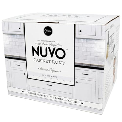 Nuvo Titanium Infusion Cabinet Makeover Kit - Easy DIY 7-Piece Set, Brilliant White, Long-Lasting Finish - color: Titanium Infusion, style: Full Sized Kit