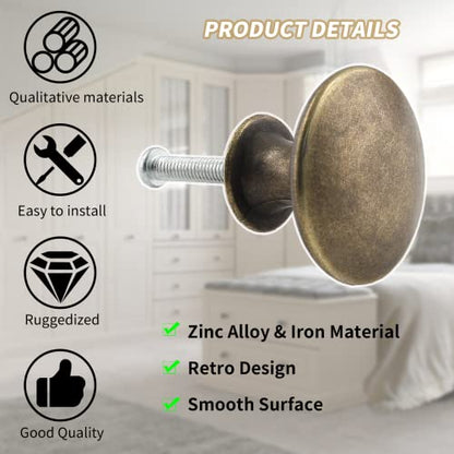 8Pcs 30mm Antique Bronze Kitchen Cabinet Knobs, 30mm, 8Pcs - color: Antique Breen Bronze, size: 8 Pcs