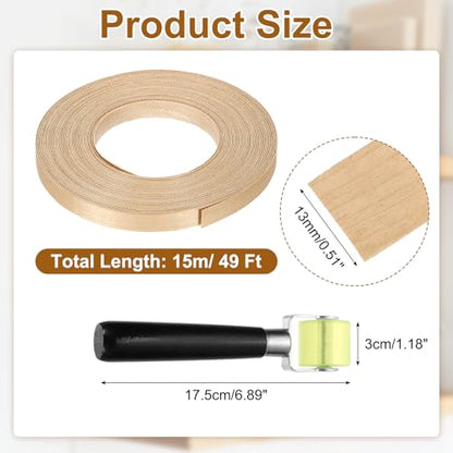 uxcell 1/2" x 49 ft Wood Edge Banding Pre-Glued Iron On Edging Strip Maple - color: Maple, size: 1/2" x 49 ft