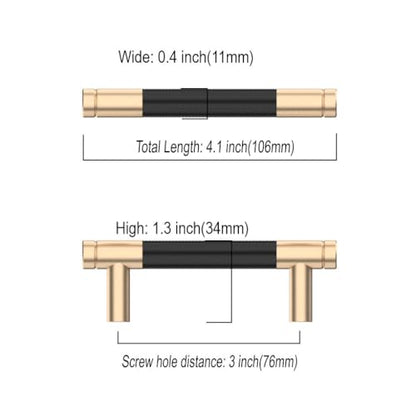 Asidrama 10 Pack 3 Inch(76mm) Matte Black Cabinet Pulls Knurled Cabinet Handles Gold Cupboard Handles Kitchen Cabinet Hardware for Cupboard Drawer Pulls - color: Black-Gold, size: 3" Hole Center, style: 10 Pack