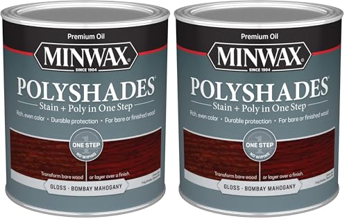 Minwax PolyShades Wood Stain + Polyurethane Finish – Quart, Bombay Mahogany, Gloss (Pack of 2) - size: 32 Fl Oz (Pack of 2)