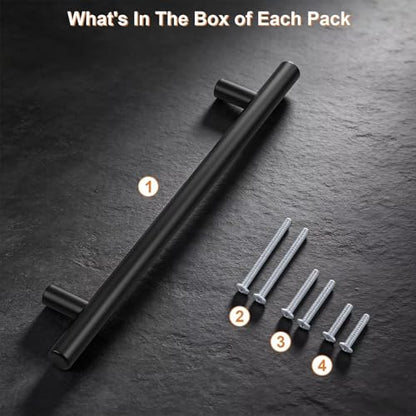 Probrico 30 Pack Holes Centers 7.5Inch(192mm) Black Kitchen Cabinet Pulls,Stainless Steel Dresser Drawer Handles,10inch Length Classic Pull Handle for Cabinets - size: Center to Center: 7-1/2 inch