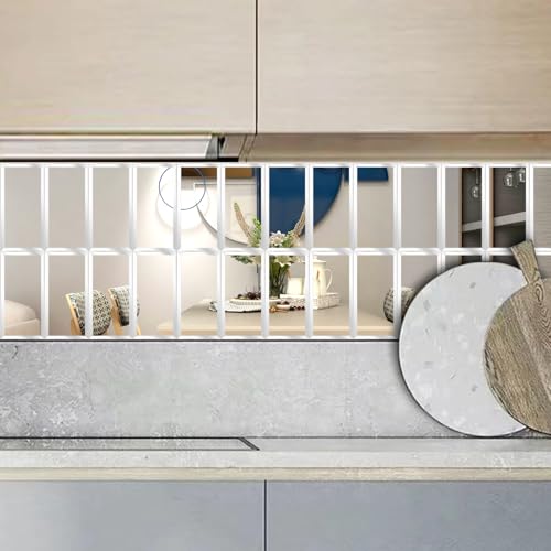 40 Pcs Peel and Stick Beveled Mirror Glass Tile.6x3 Inch Mirror Backsplash Tiles. Cute Mirror Strip Tile for Kitchen, Bathroom Wall. 40 Pcs - size: 6x3 Inch ( 40 Pack )