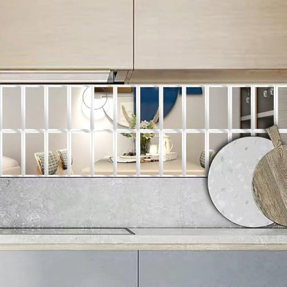 40 Pcs Peel and Stick Beveled Mirror Glass Tile.6x3 Inch Mirror Backsplash Tiles. Cute Mirror Strip Tile for Kitchen, Bathroom Wall. 40 Pcs - size: 6x3 Inch ( 40 Pack )