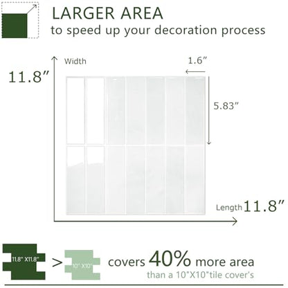 STICKGOO 10-Sheet Peel and Stick Backsplash Tile(Thicker Design) - color: Faux White Wall