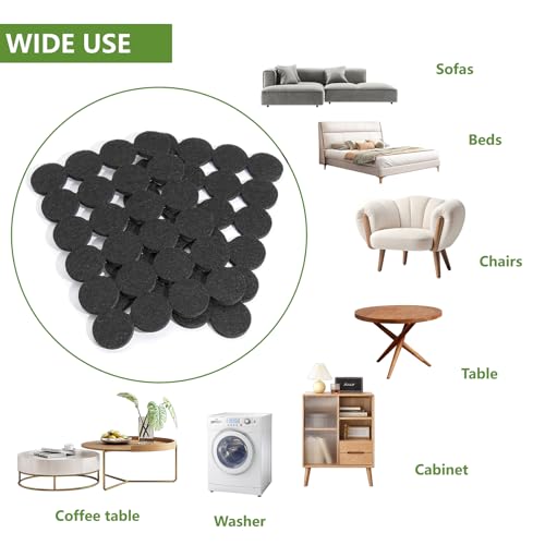 Felt Furniture Pads for Hardwood Floors 48 PCS, 1" Round, Black - size: 48PCS 1 inch Round Black