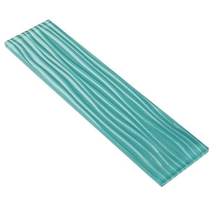 Lovdeco Aquamarine Water Wave Glass Subway Tile, 3 x 12 Inch, 4 Sq Ft, Backsplash for Bathroom Kitchen Wall, Green, 16-Pack - color: Aquamarine, size: 3 x 12 Inch