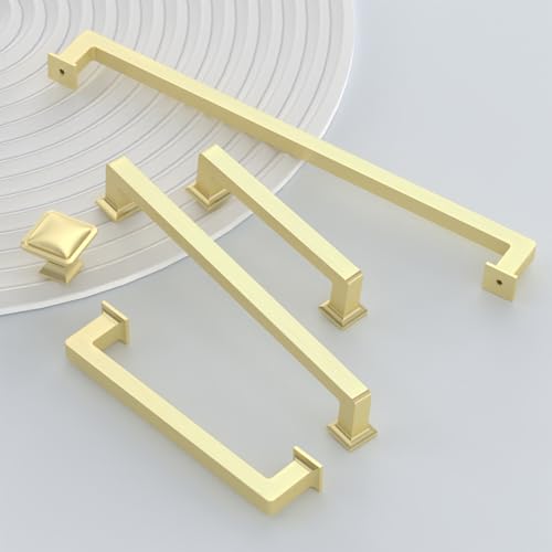 Brushed Brass Cabinet Handles Kitchen Pulls 6.25 Inch 10 Pack - color: Brushed Brass, size: 6.3" Hole Center