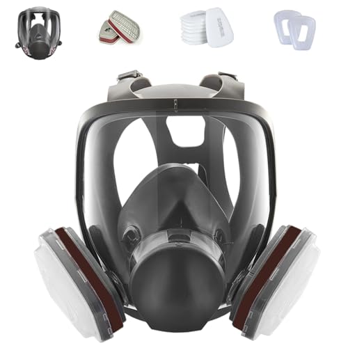 Full Face Respirator Mask with Filters,Reusable Gas Mask for Painting,Welding,Woodworking,Sanding,Spraying