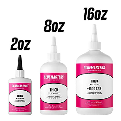 Pro Line - 16 OZ - Professional Grade Cyanoacrylate (CA) Super Glue by Glue Masters - Thick 1500 CPS Viscosity Adhesive for Woodworking, Scale Modeling, Fabrication, 3D Printing and More - style: 16OZ 1500 CPS THICK