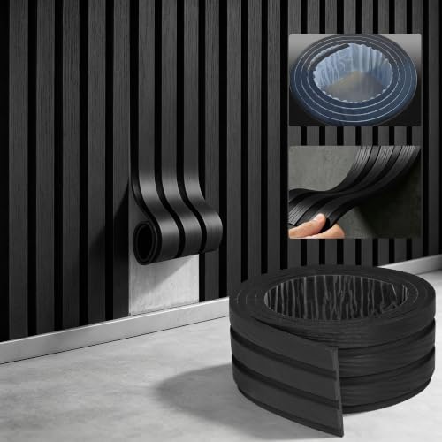 KASARO 5 Pieces Faux Wood Slat Wall Panel, Peel and Stick EVA Decor, Black - color: Black