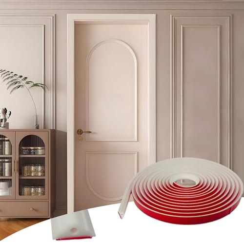 20FT Peel and Stick Door & Wall Trim, 0.78in Flexible Self Adhesive TPE Molding for Door Frame, Mirror Frame, Cabinet Edge & Accent Decor, Matte White
