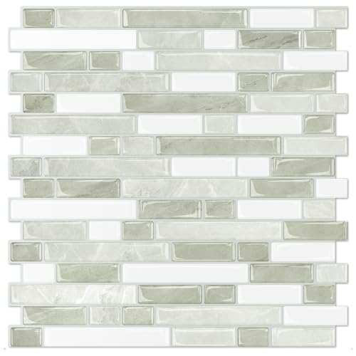 STICKGOO Thicker Peel and Stick Backsplash Tile for Kitchen and Bathroom - color: Light Gray-Beige