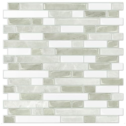 STICKGOO Thicker Peel and Stick Backsplash Tile for Kitchen and Bathroom - color: Light Gray-Beige