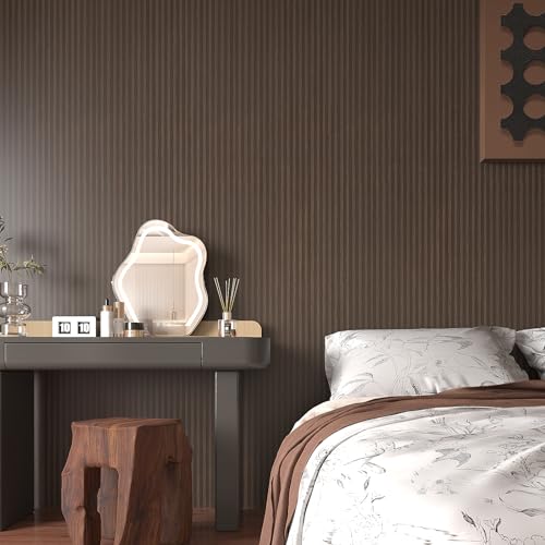 VEELIKE Dark Brown Wood Contact Paper Peel and Stick Striped Wood Wallpaper - color: Dark Brown, size: 24" x 118"