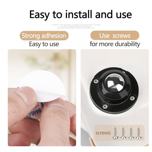 Dear Self Adhesive Caster Wheels for Furniture, Storage Box, Trash Can - Stainless Steel Universal Pulley 360 Degree Rotating Swivel Wheels - 1 Inch Low Profile - Black - 4 Pack - style: Black【1 inch】