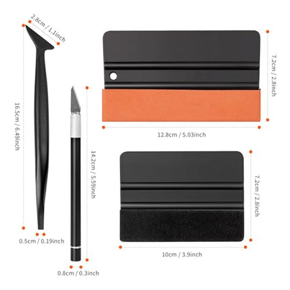 WRAPXPERT Car Window Tint Installation Kit, Profession Tool Kit Vinyl Wrap for Cars with Craft Knife and Blades, 2PCS Felt Squeegee, Micro Squeegee for Car Window Tint Installation Kit