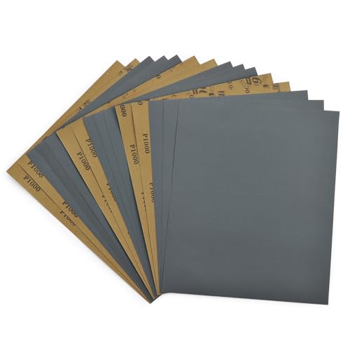 1000 Grit Sandpaper 15PCS, Wet Dry Sandpaper Sheets 9 x 11 Inch, Silicon Carbide Abrasive Sanding Sheets, Sand Paper for Wood Furniture Finishing, Metal Sanding, Automotive Polishing - style: 1000 Grit