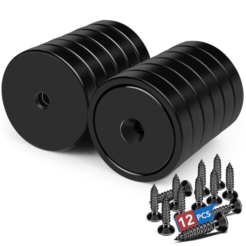 LOVIMAG Strong Magnets Heavy Duty Screw On Neodymium 150LBS Magnet 12 Pack - color: Black, size: 1.42in
