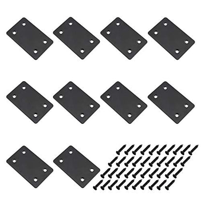 10 Pack Flat Straight Brace Brackets,ULIFESTAR Stainless Steel Mending Bracket Plate Metal Shelf Support Fixing Joining Plate for Furniture,Wood,Shelves,Cabinet with Screws Black (38x60mm/1.5x2.4'') - size: 38 x 60 x 2 mm