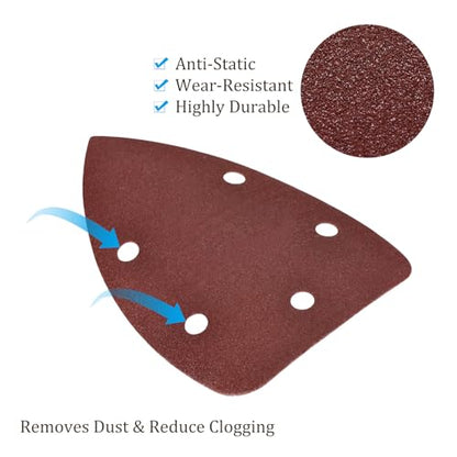 60pcs Mouse Sander Detail Sandpaper 150Grit 3.5"x5.5" Triangle - size: 150 grit