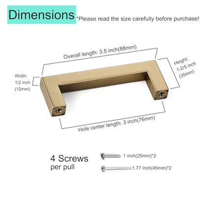 3 Inch Champagne Bronze Cabinet Pulls Stainless Steel, 20 Pack - color: Champagne, size: 3 Inch Hole Centers