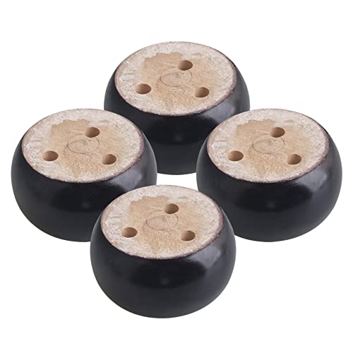 4PCS Black Round Bun Foot Wooden Furniture Sofa Legs Feet Bearing Capacity 100kg (Black, 95x50mm)
