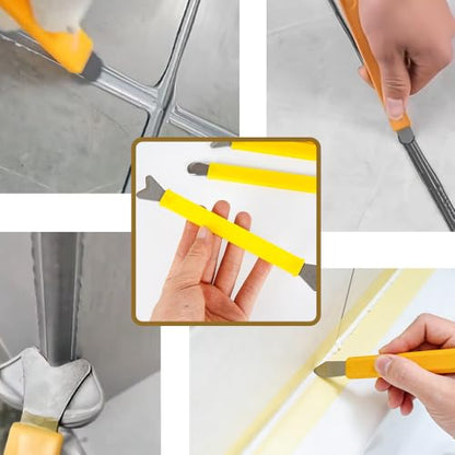 Sealant Finishing Tool Set,Stainless Steelhead Grout Residue Scraper,Caulk Finishing Tool for Corner Flat Surfaces, Durable Grout Smoother with ABS Handle, Seam Repair Kit