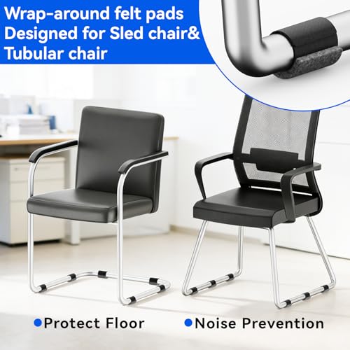 Sled Base Chair Floor Protectors Sled Base Chair Glides Wrap Around Floor Savers,Chair Leg Protectors Furniture Pads,Protect Floors Anti-Scratch Reduce Noise Easy Install (16pcs, Grey Felt Pads) - size: Grey Felt Pads