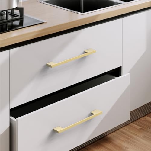 9BUILD 10 Pack Brushed Brass Cabinet Pulls 3.75 Inch Kitchen Cabinet Handles, Cabinet Hardware for Cupboard Drawer Pulls - color: Brushed Brass, size: 3.75"/96MM Hole Center, style: 10 Pack