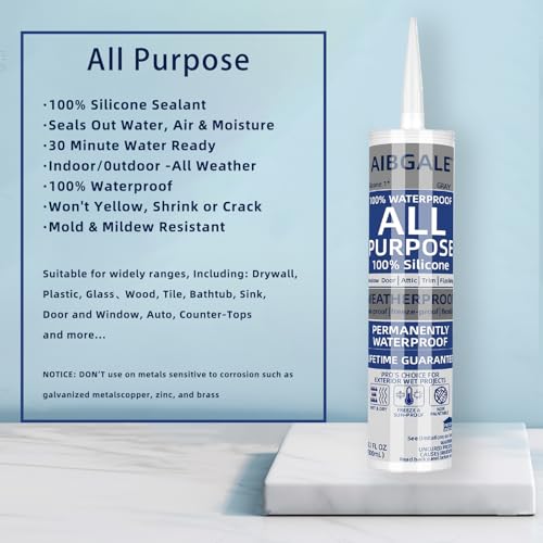 Gray Silicone Sealant, All-Purpose 100% Waterproof Silicone Caulk, Adhesive Caulking Silicone for Indoor Outdoor Windows, Aquarium, Bathtub Auto Leak Seaing, 10.1 Oz, 1 Pack (1)