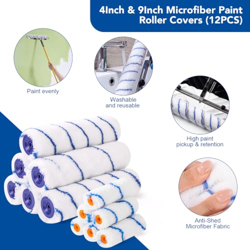 40PCS All in One Paint Roller Kit with 4Ft Telescopic Extension Pole
