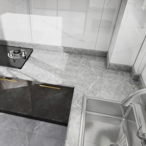 CAX Peel and Stick Wallpaper Light Gray Marble Contact Paper for Countertop - color: Light Gray, size: 23.6" x 472"